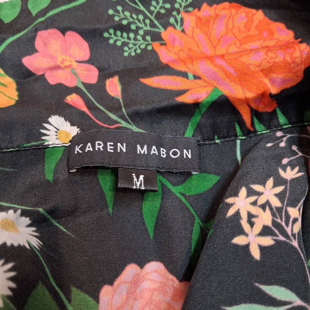 Karen Mabon Size M Silk Forest Wolf Print Pj Top - Picture 5 of 7